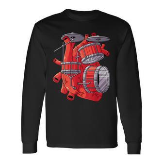 ドラマー ハート パーカッショニスト ドラム ミュージック バンド パーカッション 長袖Tシャツ - Kawaiitshirt