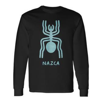 ナスカ ライン ペルーの地上絵モンキー宇宙飛行士クモ レトロ 長袖Tシャツ - Kawaiitshirt