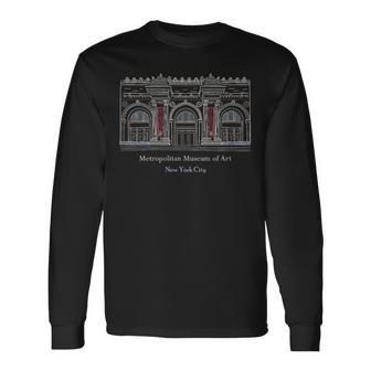 ニューヨーク市、メトロポリタン美術館、アメリカ 手描き 長袖Tシャツ - Kawaiitshirt