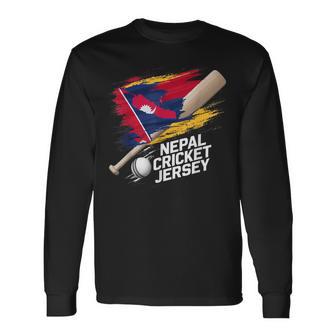 ネパール クリケットジャージ 2024 ネパールのクリケットフラッグ 長袖Tシャツ - Kawaiitshirt