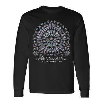 ノートルダム大聖堂 ローズウィンドウ 長袖Tシャツ - Kawaiitshirt