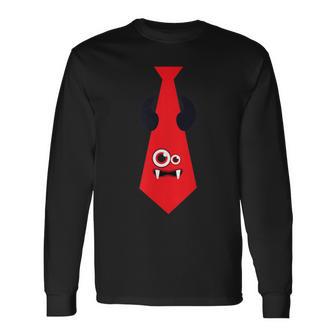ハロウィン ネクタイ 漫画 モンスター 赤 面白い 長袖Tシャツ - Kawaiitshirt