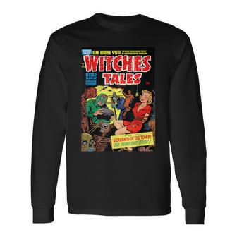 ハロウィン ホラー ヴィンテージ 魔女 コミックブック レトロ 怖い 面白い 長袖Tシャツ - Kawaiitshirt