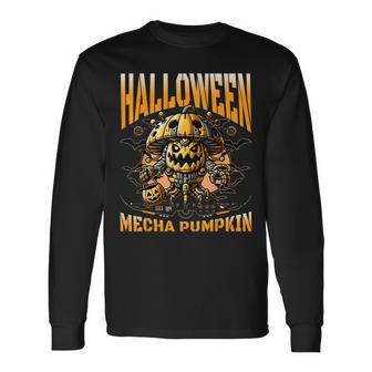 ハロウィンメカかぼちゃロボットsfホラー 長袖Tシャツ - Kawaiitshirt