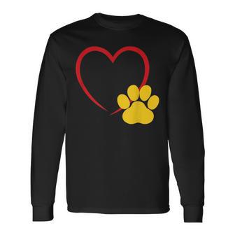 ハートと猫の足跡 – ミニマルな猫愛アート 長袖Tシャツ - Kawaiitshirt