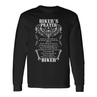バイカー 祈り オートバイ クリスチャン バイク オートバイ オートバイ 長袖Tシャツ - Kawaiitshirt