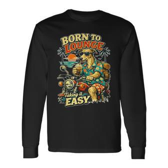 バイクでアイスコーヒーを飲むラーチャー面白いdigor 長袖Tシャツ - Kawaiitshirt