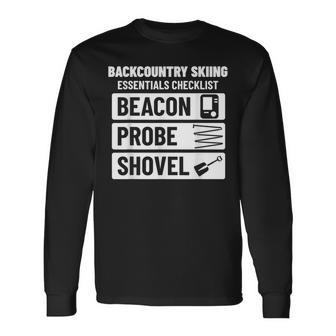 バックカントリースキー エッセンシャルチェックリスト ゲレンデ外スキーヤー用 長袖Tシャツ - Kawaiitshirt