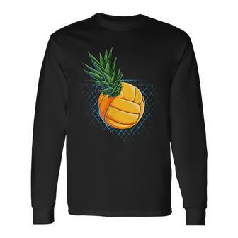 パイナップル バレーボール 面白い フルーツ ビーチ ハワイ ハワイアン スパイク 長袖Tシャツ - Kawaiitshirt
