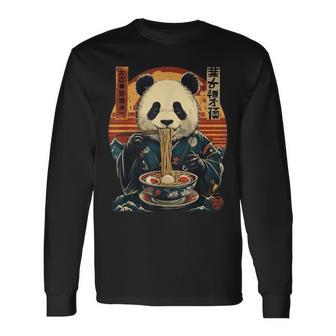 パンダのスープラーメン 長袖Tシャツ - Kawaiitshirt