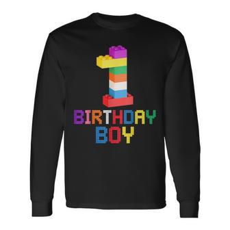 ビルディング・ブリックス 1歳のバースデー・ボーイ 1 1年目マスター・ビルダー 長袖Tシャツ - Kawaiitshirt