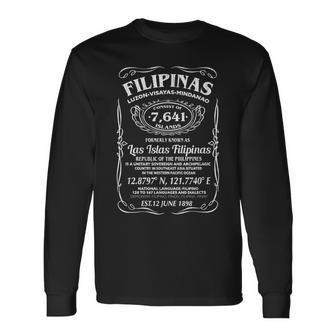 ビンテージのおもしろい事実フィリピン-フィリピン人フィリピン人 長袖Tシャツ - Kawaiitshirt