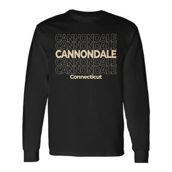 ビンテージキャノンデール、コネチカット州繰り返しテキスト 長袖tシャツ 長袖Tシャツ - Kawaiitshirt