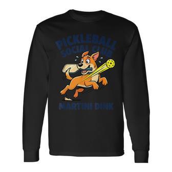 ピックルボール ソーシャル クラブ マティーニ ディンク 漫画 犬 長袖Tシャツ - Kawaiitshirt