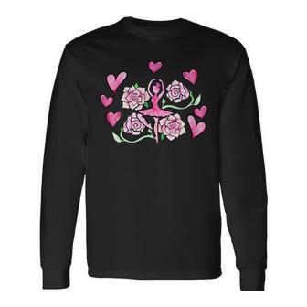ピンクローズのバレリーナ バレエ 長袖Tシャツ - Kawaiitshirt