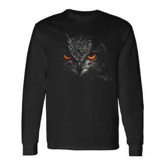 フクロウ レトロ アイ メンズ レディース キッズ ギフト アパレル 長袖Tシャツ - Kawaiitshirt