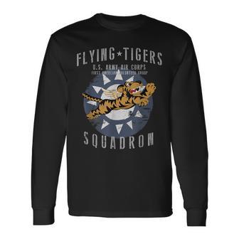フライングタイガース飛行隊 第二次世界大戦 記章 ヴィンテージ Ww2 航空隊 長袖Tシャツ - Kawaiitshirt