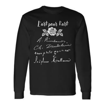 フランスの詩人の署名 リンボー ゴーティエ マラルメ ボードレール 長袖Tシャツ - Kawaiitshirt