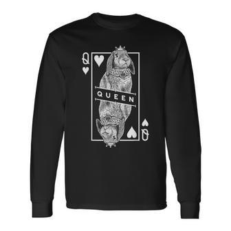 フレンチ ロップ バニー うさぎ ハートの女王 面白い ペット ポップアート 長袖Tシャツ - Kawaiitshirt
