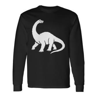ブラキオサウルス ミニマリスト 恐竜 黒と白 長袖Tシャツ - Kawaiitshirt