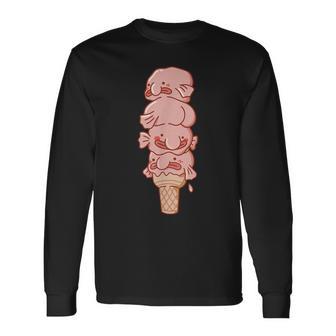 ブロブフィッシュ アイス クリーム、面白いブロブフィッシュ 長袖Tシャツ - Kawaiitshirt
