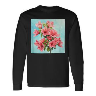 ブーゲンビリア ブーケ フローラル パステルカラー グラフィック 長袖Tシャツ - Kawaiitshirt