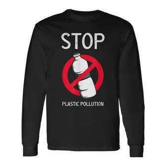 プラスチック汚染環境係派を止める 長袖Tシャツ - Kawaiitshirt