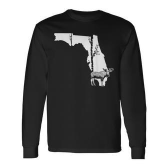 ヘラジカ狩り フロリダの地図 森のアート ハンター 長袖Tシャツ - Kawaiitshirt