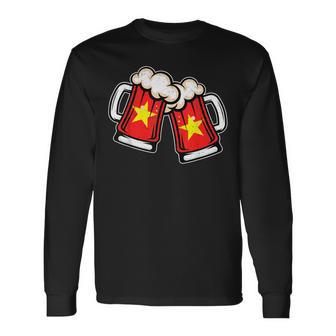 ベトナム国旗ビールジョッキ クールなベトナムビール 長袖Tシャツ - Kawaiitshirt