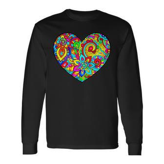ペイズリーハート 長袖Tシャツ - Kawaiitshirt