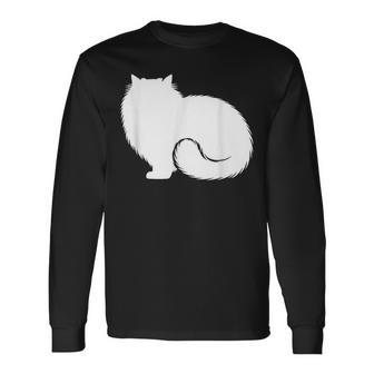 ペルシャ猫のふわふわした座り姿 Persian Cat Fluffyittingilhouette 長袖Tシャツ - Kawaiitshirt