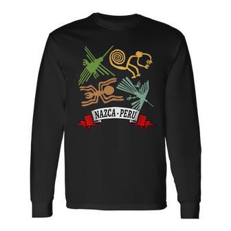 ペルーのナスカ線 ペルー古代地上絵ミステリーアート 長袖tシャツ 長袖Tシャツ - Kawaiitshirt