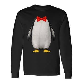 ペンギン コスチューム かわいい 蝶ネクタイ おもしろい 動物 ハロウィン 男性 子供 長袖Tシャツ - Kawaiitshirt