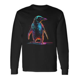 ペンギン ファンタジー アートワーク ロボットアニマルモチーフ ペンギン 長袖Tシャツ - Kawaiitshirt