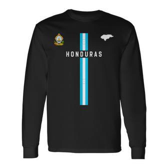 ホンジュラス国旗、ホンジュラスのシルエットマップ、紋章 長袖Tシャツ - Kawaiitshirt