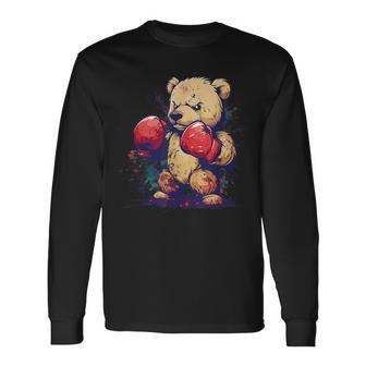 ボクサー 熊 ボクシング グローブ キックボクシング 面白い ボクシング 長袖Tシャツ - Kawaiitshirt