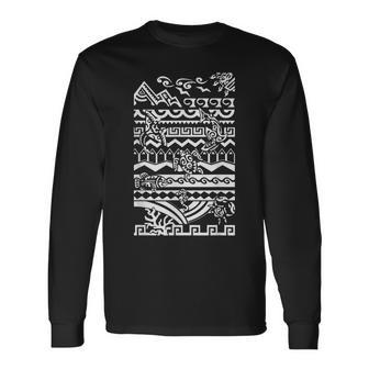 ポリネシア トライバル ハワイアン マオリ 太陽 ウミガメ 動物 長袖Tシャツ - Kawaiitshirt