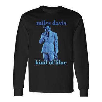マイルス・デイビスの青い色相の写真 長袖Tシャツ - Kawaiitshirt
