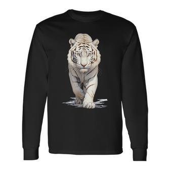 マジェスティックアルビノタイガー ホワイトタイガー 野生動物 タイガーデザイン 長袖Tシャツ - Kawaiitshirt
