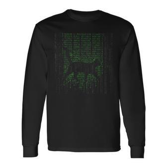マトリックスキャットアートクール 長袖Tシャツ - Kawaiitshirt
