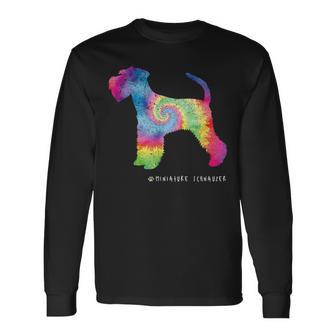ミニチュアシュナウザー かわいい子犬 ペット 犬の飼い主 ヒッピー タイダイ 長袖Tシャツ - Kawaiitshirt