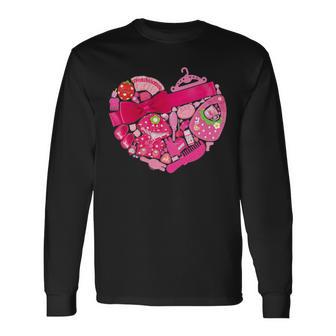 メルちゃん モチーフグラフィック 〜胸ハート & Mellchan〜 長袖Tシャツ - Kawaiitshirt