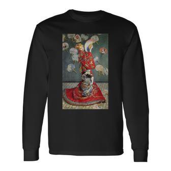モネのマダム-着物を着たモネ 長袖Tシャツ - Kawaiitshirt