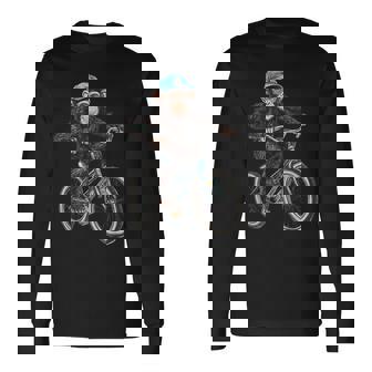 モンキー ライディング バイク ヴィンテージ 自転車 バイカー エイプ チンパンジー 長袖Tシャツ - Kawaiitshirt