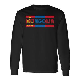 モンゴルのルーツ モンゴル国旗 モンゴルの誇り モンゴル 長袖Tシャツ - Kawaiitshirt