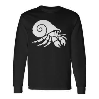 ヤドカリ ミニマリスト 白黒 長袖Tシャツ - Kawaiitshirt