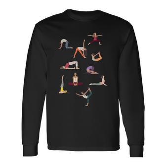 ヨガ ポーズ ヨガ アートワーク ヨギ ヨガ イラスト ヨガ ギフト 長袖Tシャツ - Kawaiitshirt