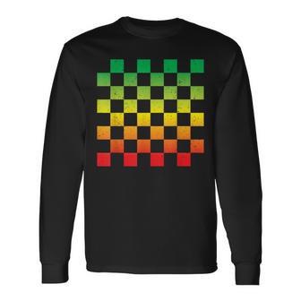 ラスタファリtシャツ ヴィンテージ ラスタレゲエ ジャマイカ 市松模様 長袖Tシャツ - Kawaiitshirt