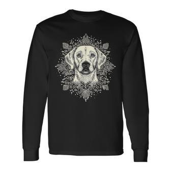 ラブラドールレトリバー 犬 モチーフ ペット 曼荼羅 ラブラドールレトリバー 長袖Tシャツ - Kawaiitshirt