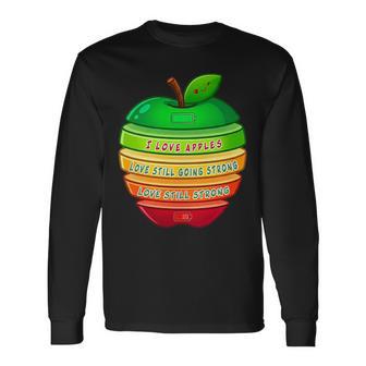 リンゴの力シリーズ リンゴのエネルギー リンゴ スライス 充電 バッテリー 残量 おもしろみ ユニーク 長袖Tシャツ - Kawaiitshirt